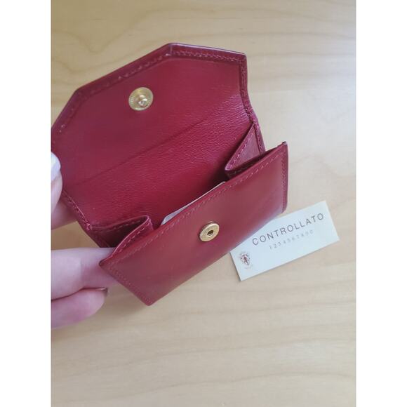 Gucci Vintage Red Leather Tri-fold Mini Wallet c/c Holder 3''x2'' Italy - Picture 5 of 7